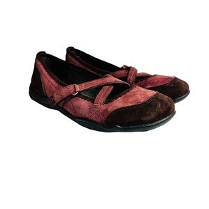 Privo By Clark's Burgundy Slip On Strap Close Suede Leather Comfort Shoes W 9M